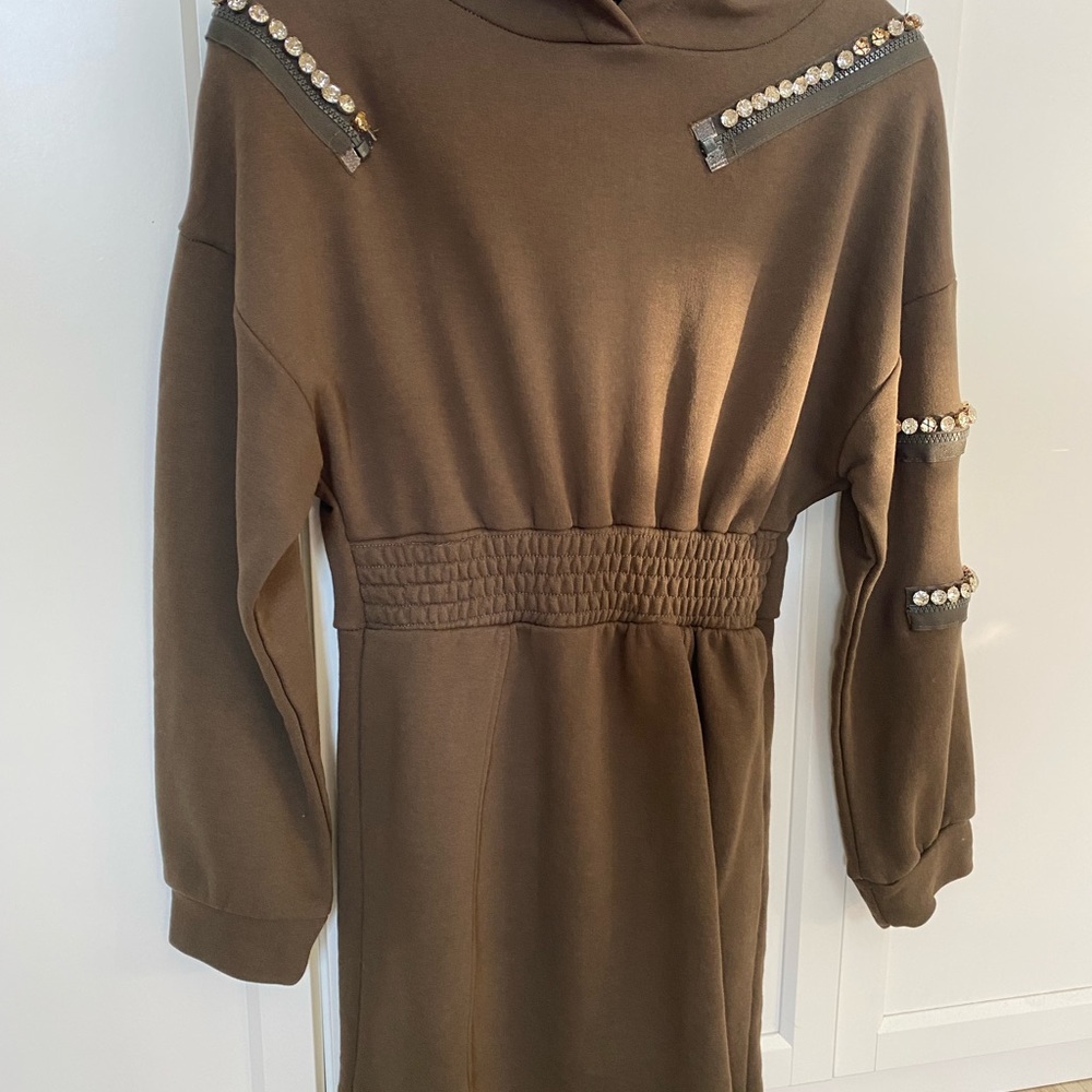 DQMane New w/o tag hoodie mini dress moss green size xs